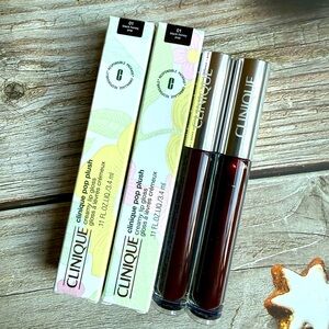 2x Clinique Pop Plush Creamy Lip Gloss #01 Black Honey Pop 0.11 oz/3.4 ml Each